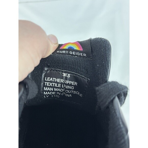 Kurt Geiger Laney Sneakers Black Leather Metallic Rainbow Piping Stripes 38.5 - Picture 8 of 15